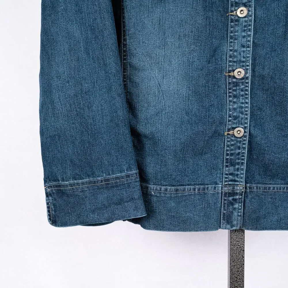 Ashley Stewart Women's Denim Trucker Jacket Size 24W Classic Casual Western Jean